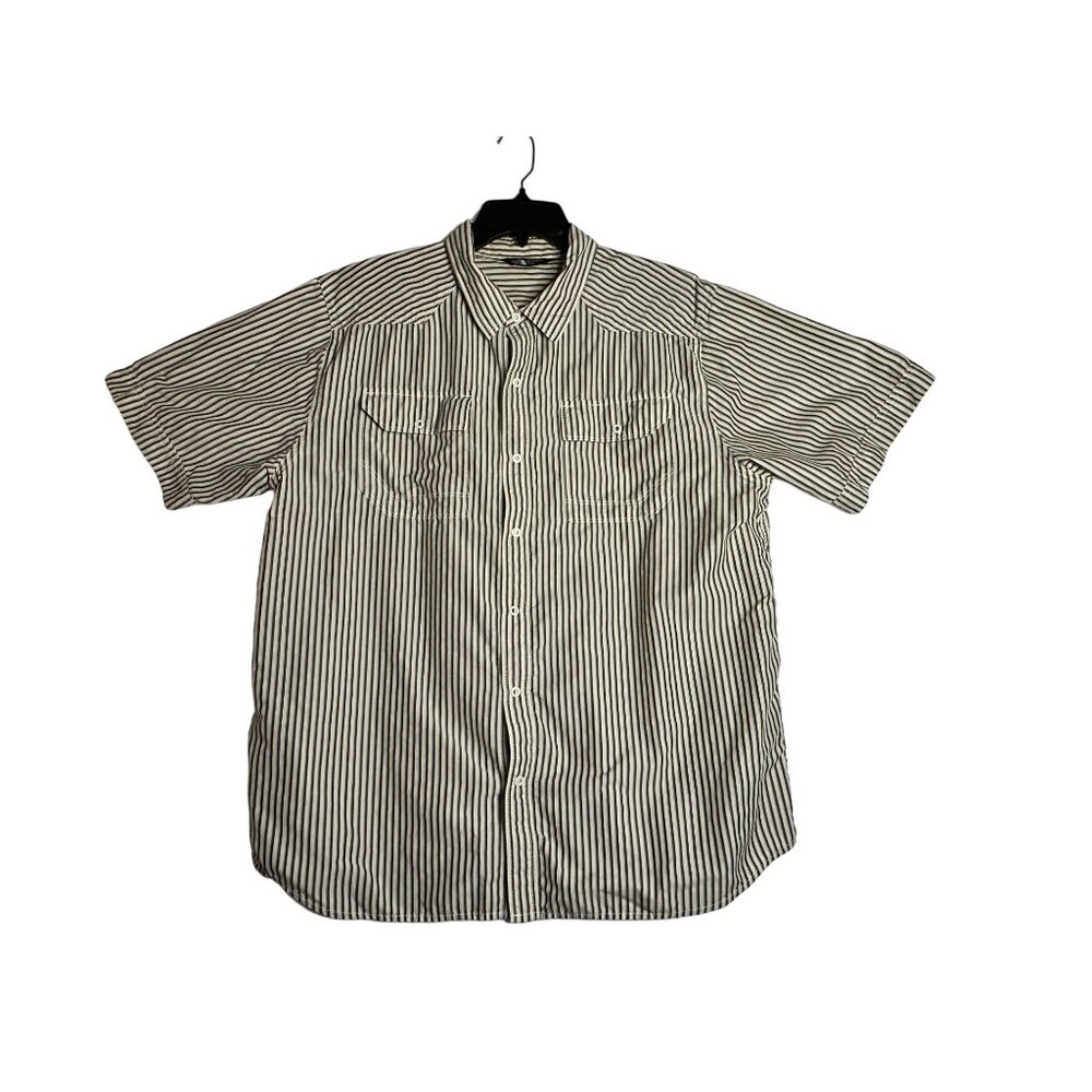 The North Face Short Sleeve Stripe Snap Button Hiking Shirt Mens XL
